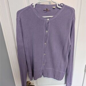 Tommy Bahama Lavender Purple Button Front Knit Cardigan Sweater Womens Large